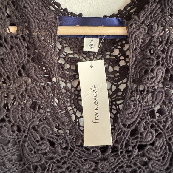 Francesca’s Blue Rain Black Crochet Bodice Mini Dress S Whimsigoth Fall Outfit - Picture 3 of 7